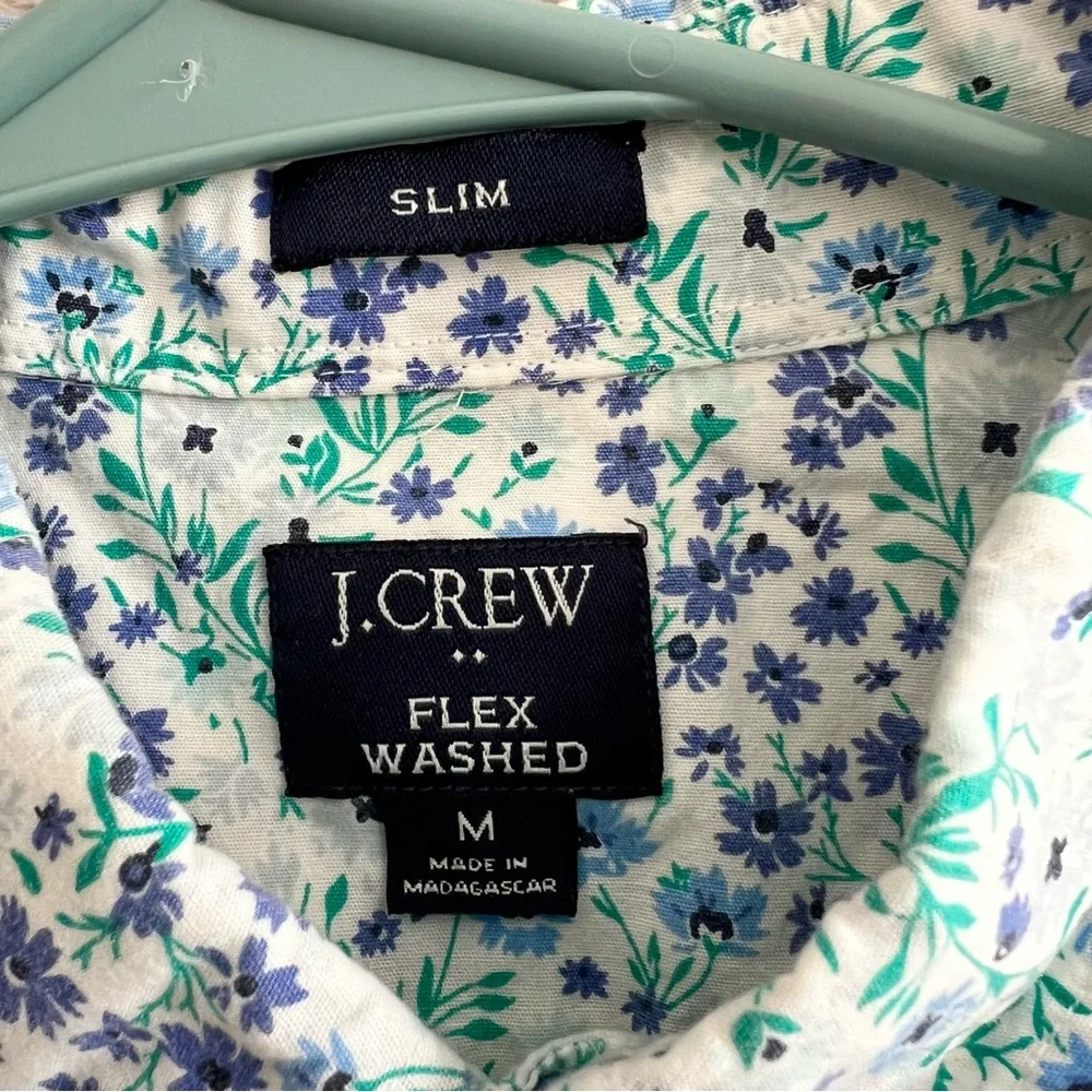 J. Crew Factory Shirt Printed short-sleeve slim flex casual Men's M Floral BS146